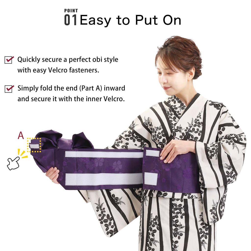 Pre-tied Obi Belt -Purple