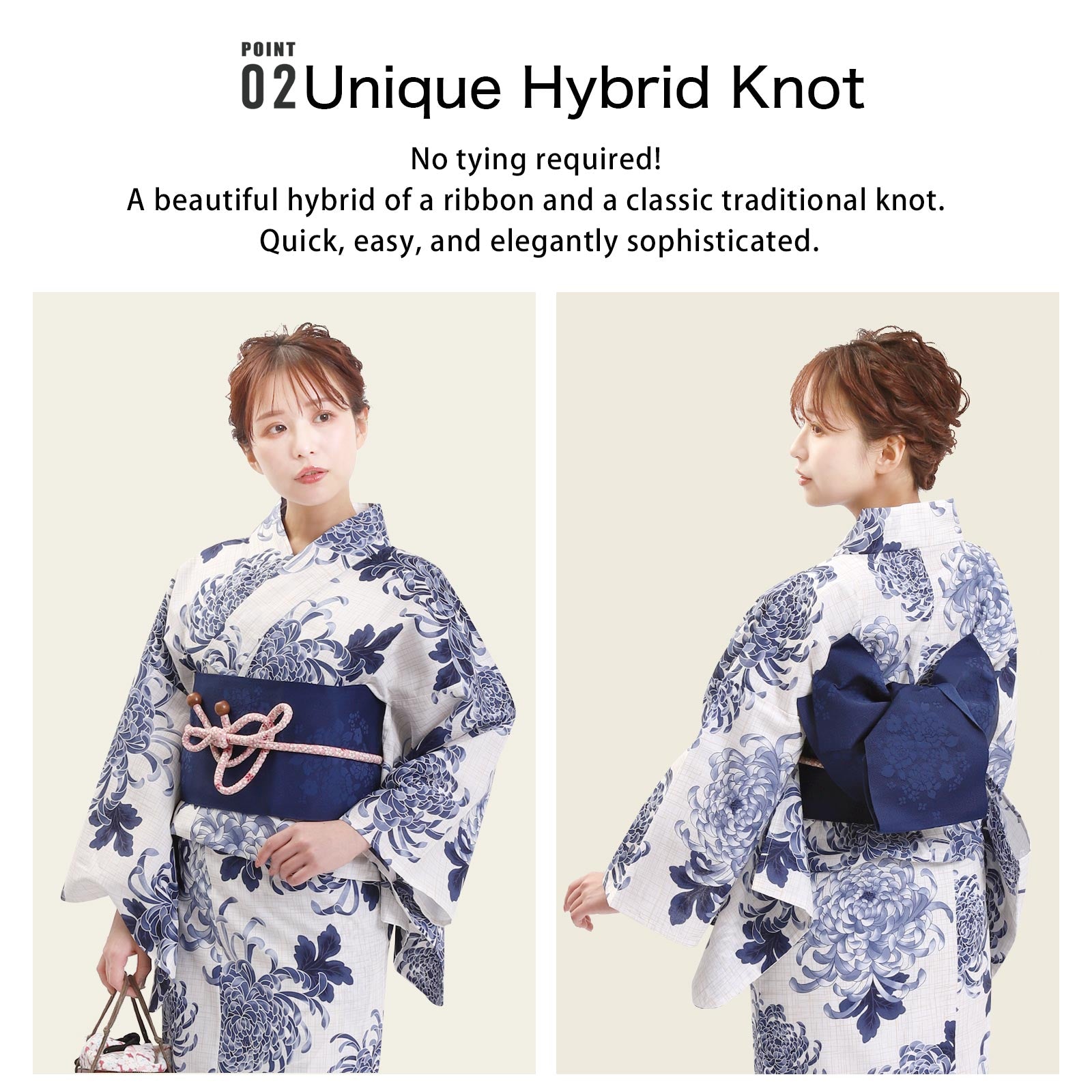 Pre-tied Obi Belt -White