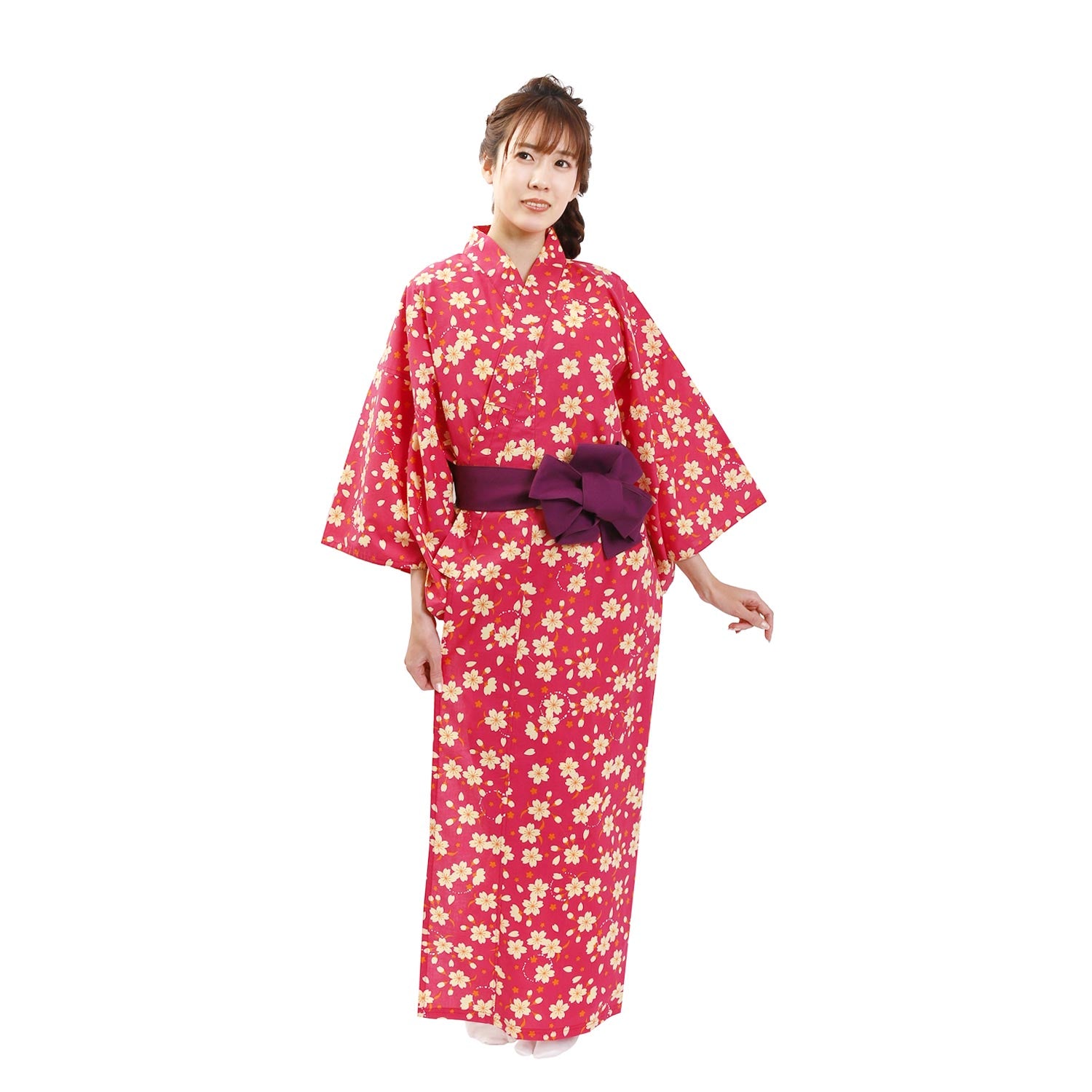 Women Indoor Yukata Sakura red