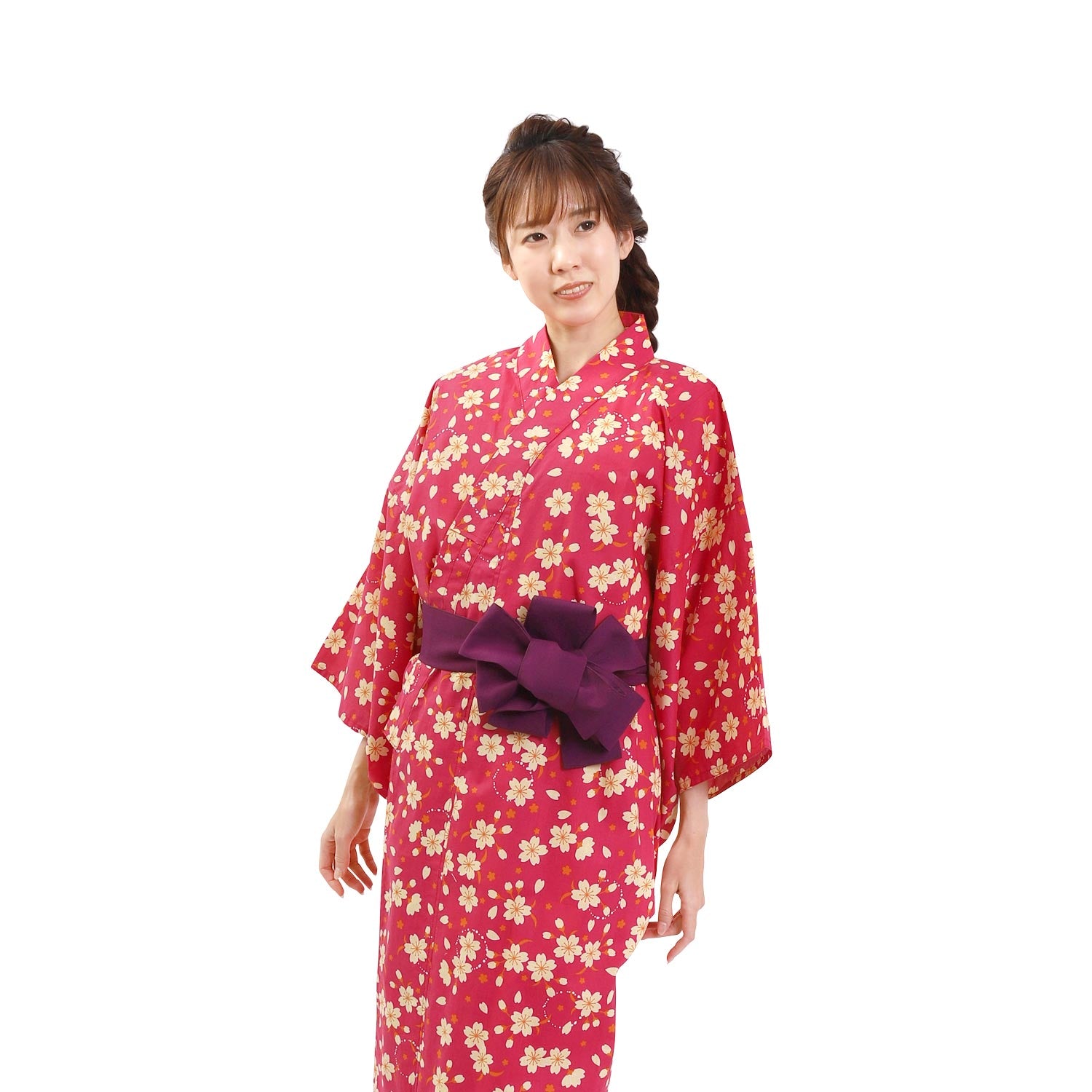 Women Indoor Yukata Sakura red