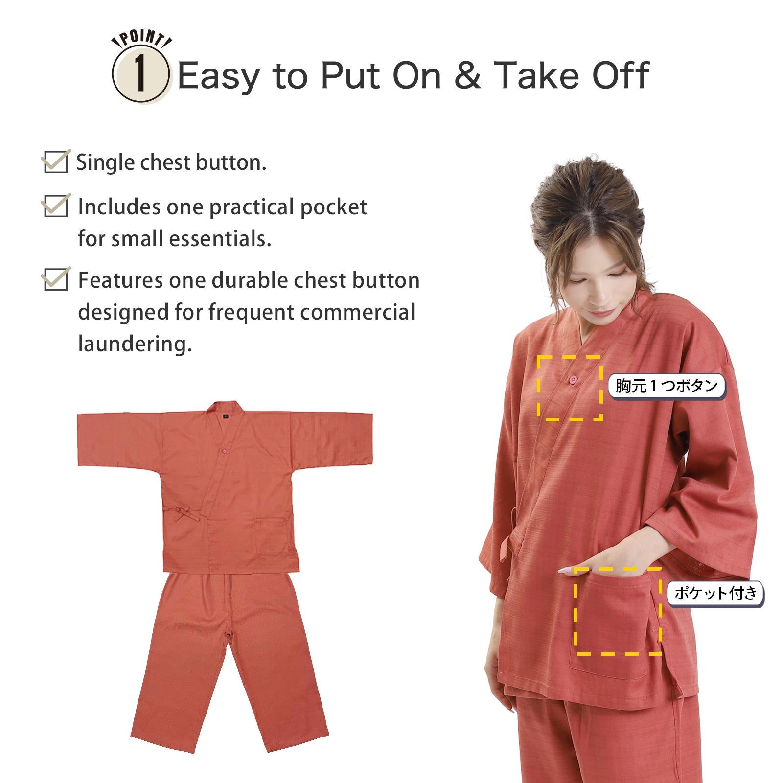 Ryokan-Style Samue Dusty Pink