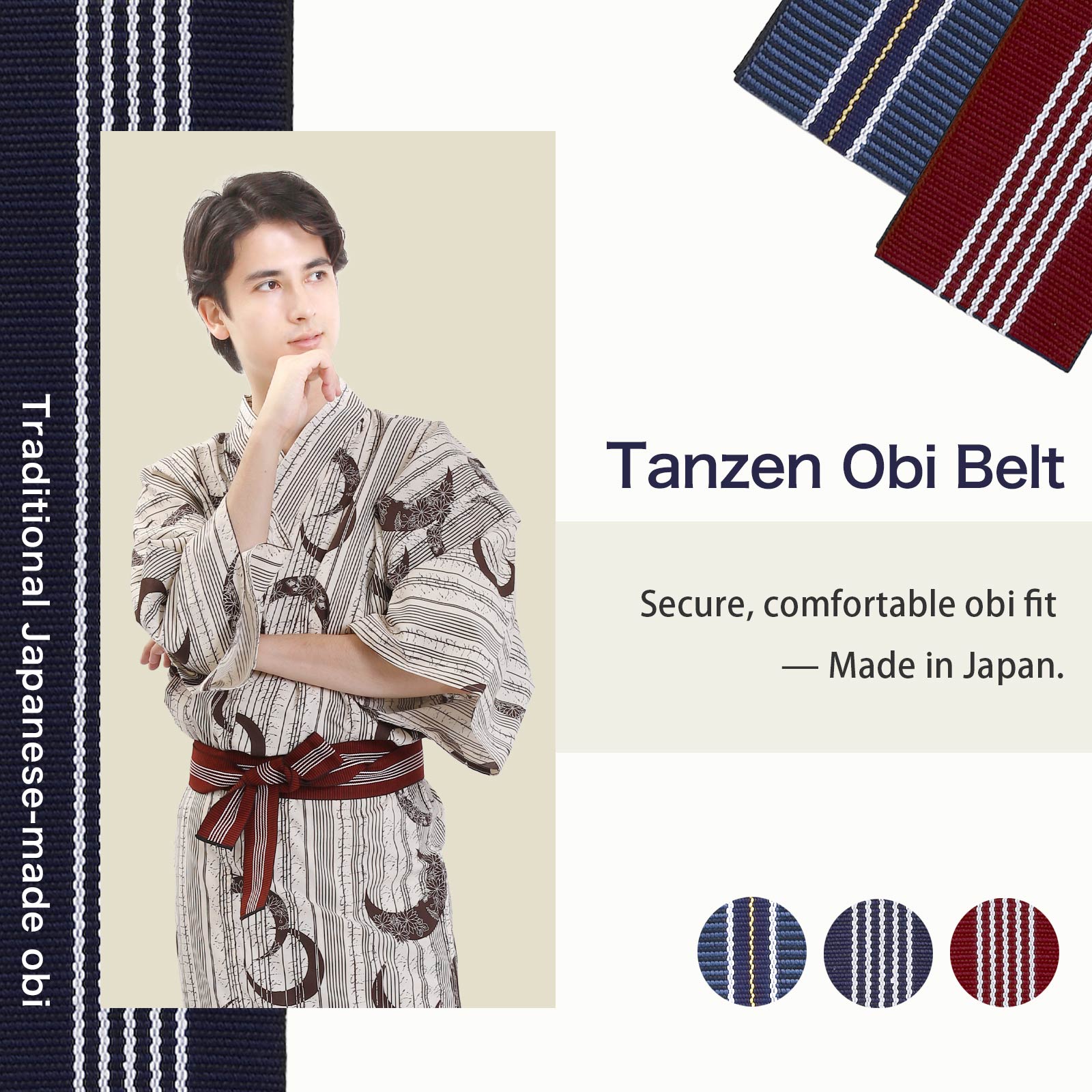 Unisex Indoor Yukata Classic Obi Belt red