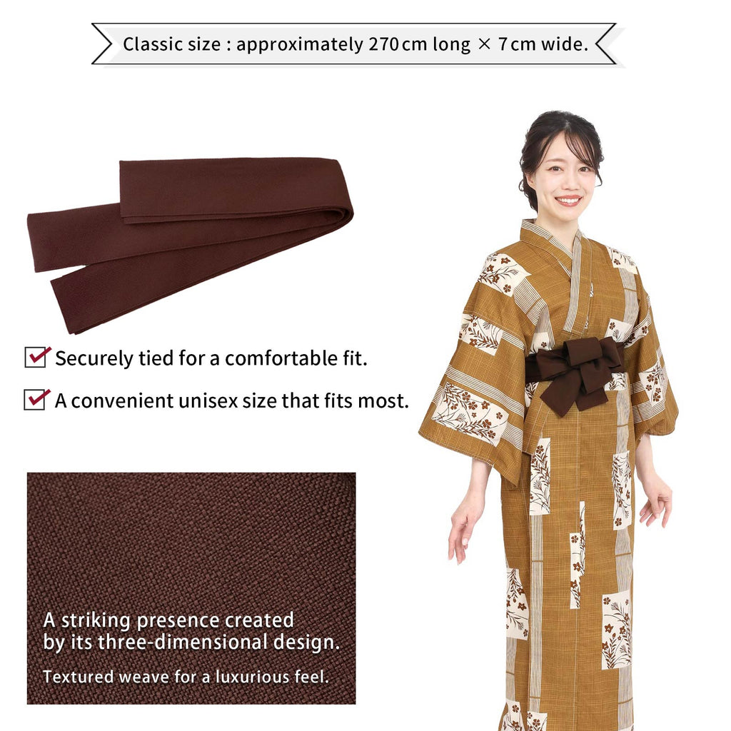 Unisex Ryokan Yukata Obi brown