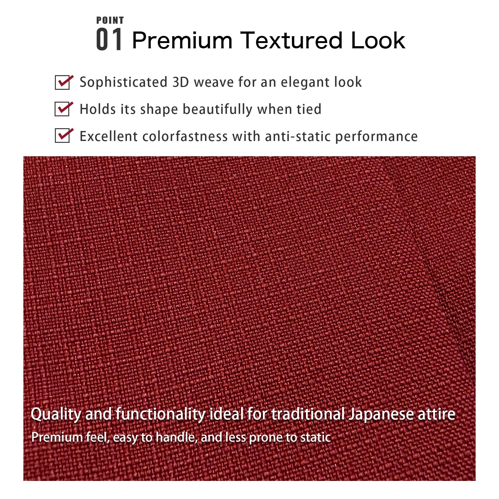Unisex Ryokan Yukata Obi Red