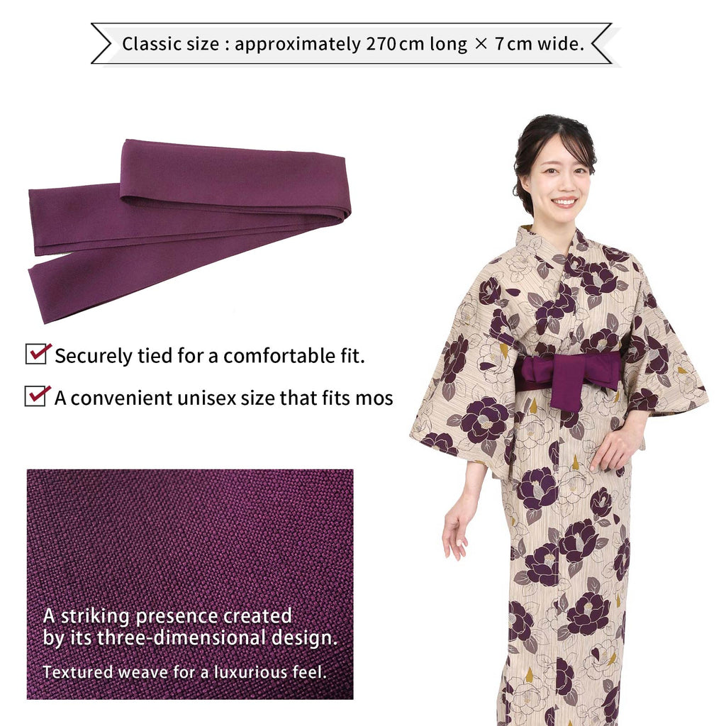 Unisex Ryokan Yukata Obi Purple