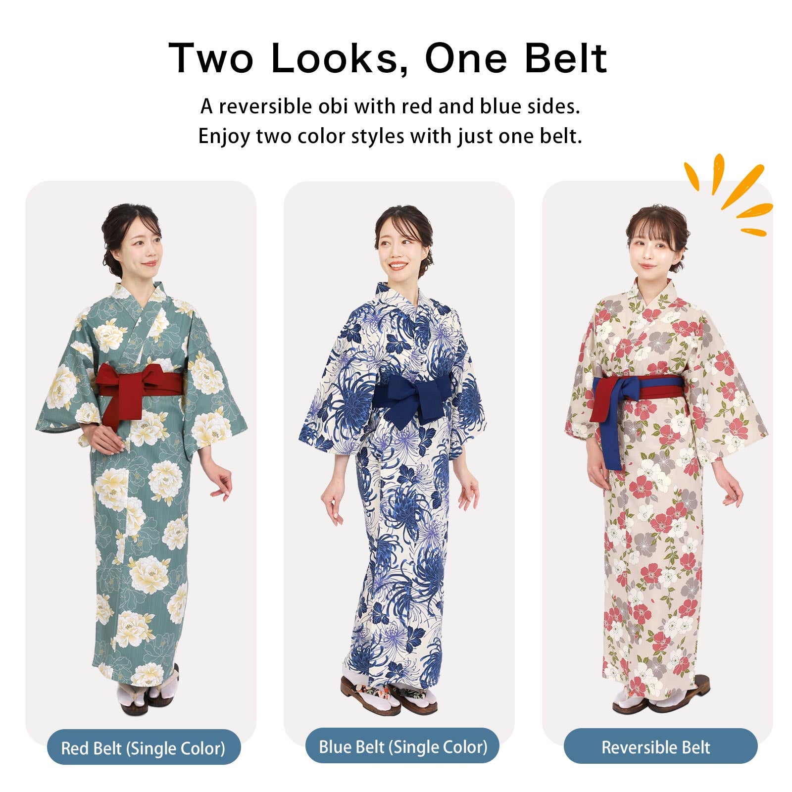 Red & Blue Reversible Obi Belt