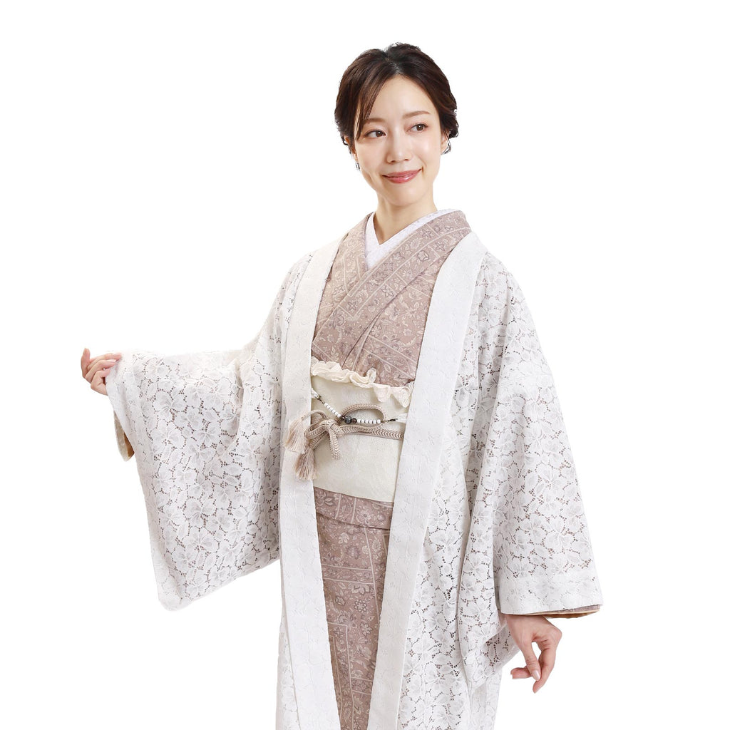 Women Lace Haori Kimono Jacket White