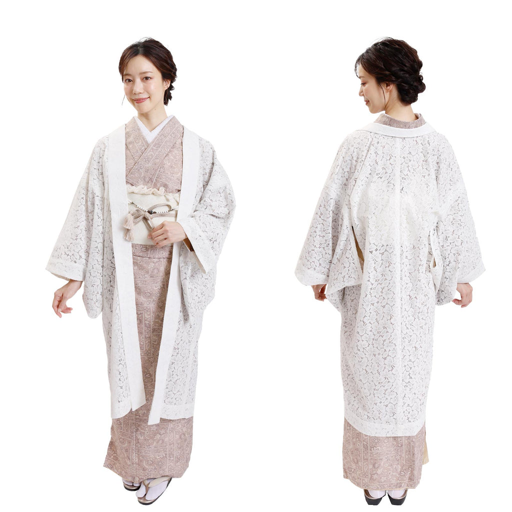 Women Lace Haori Kimono Jacket White