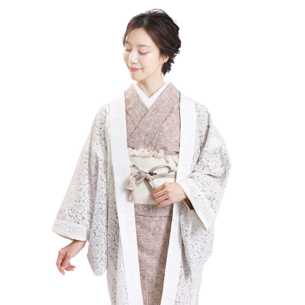 Women Lace Haori Kimono Jacket White