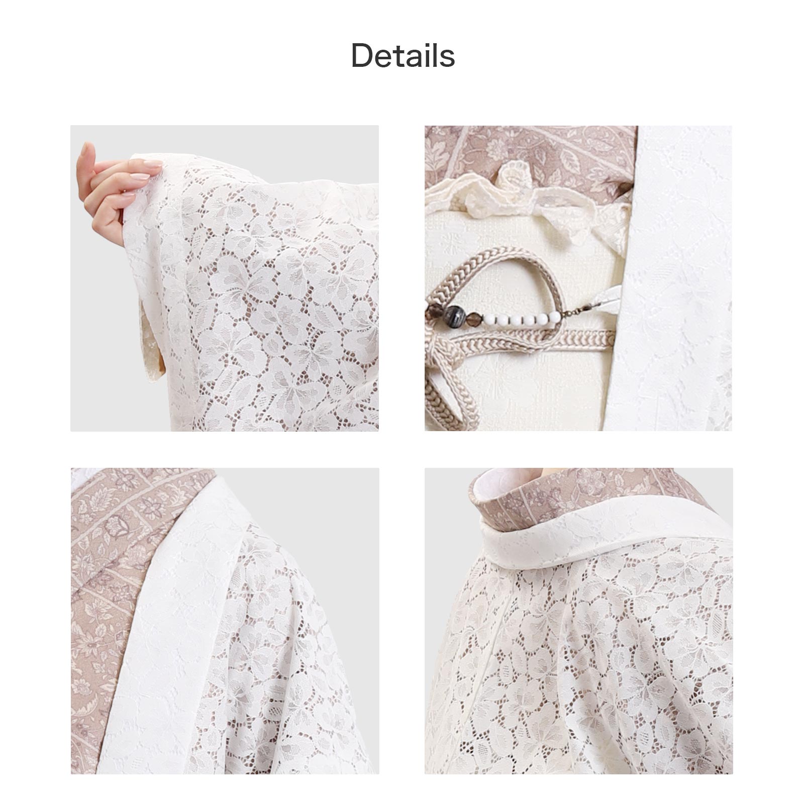 Women Lace Haori Kimono Jacket White