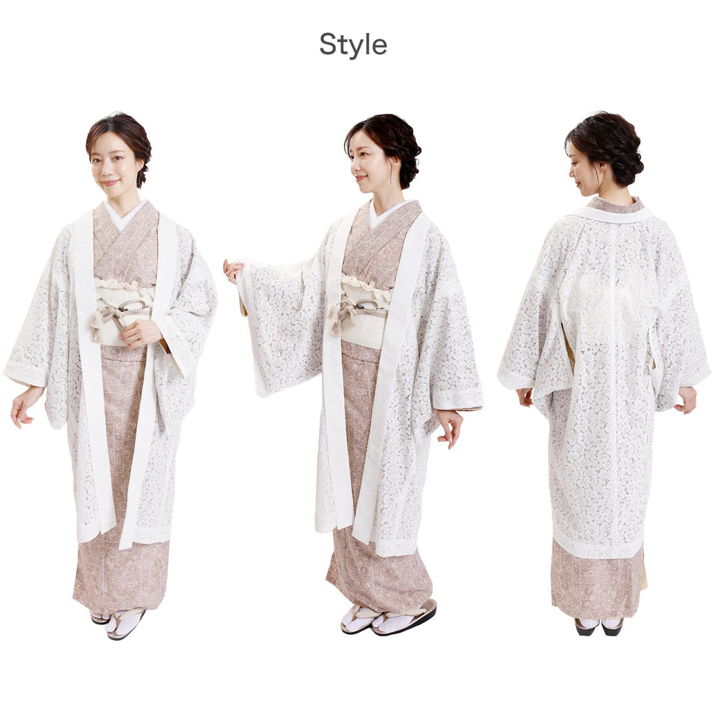 Women Lace Haori Kimono Jacket White