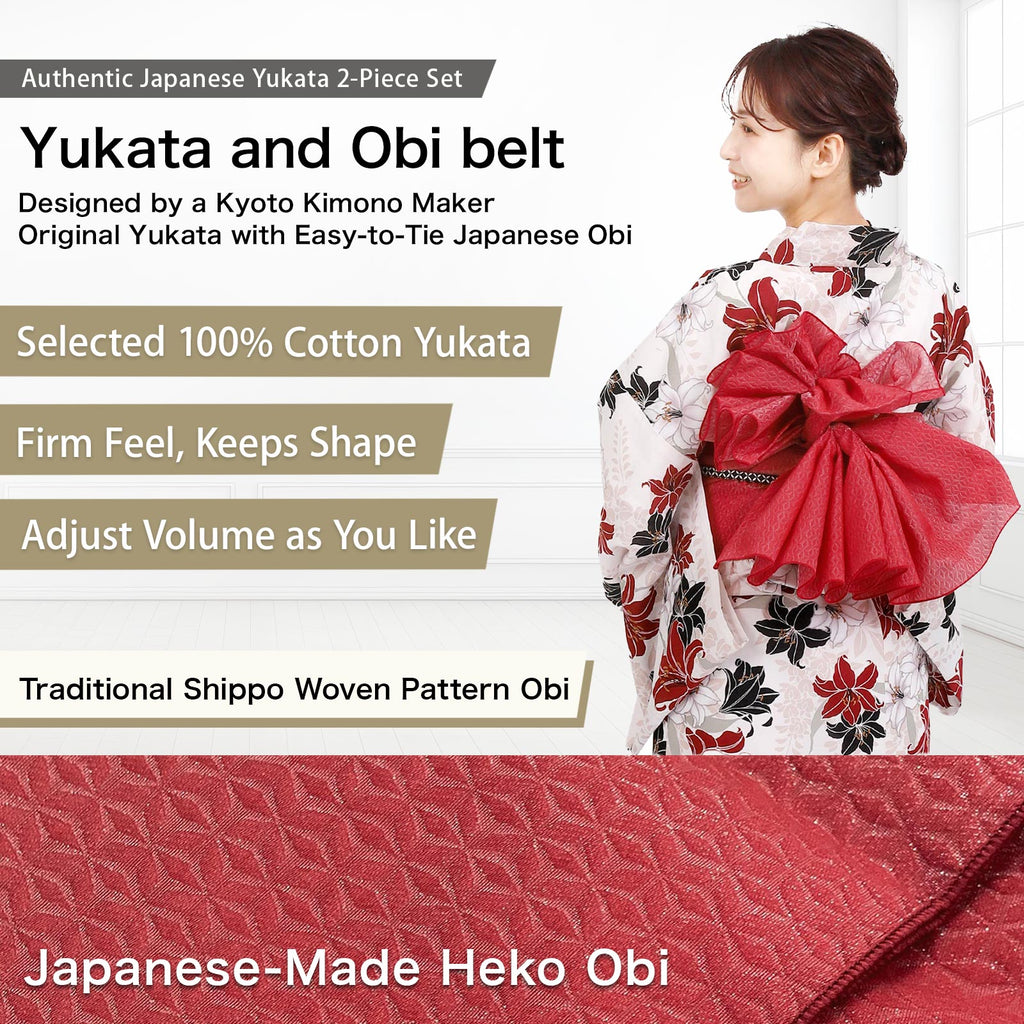 Yukata and Obi Set lily Black