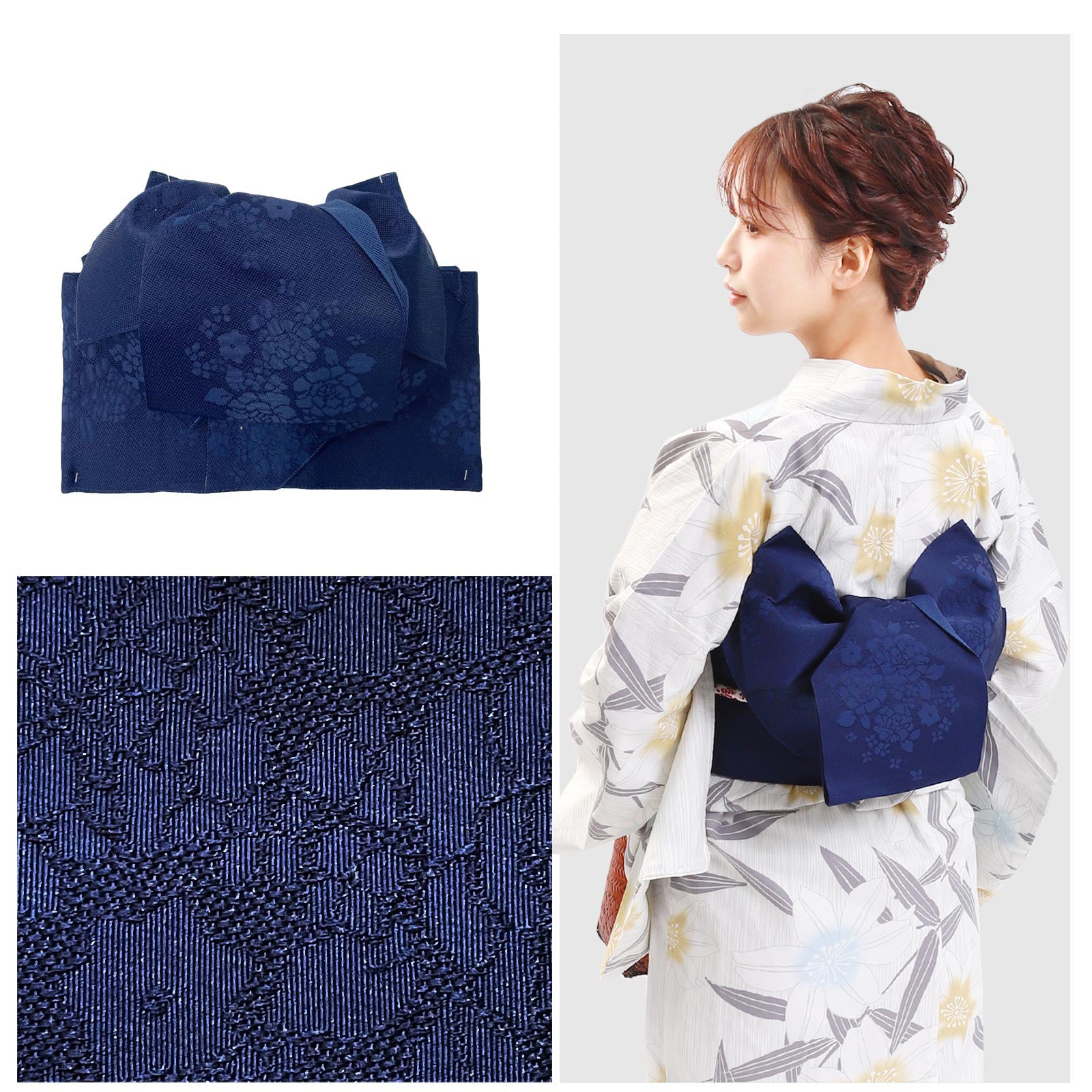 Pre-tied Obi Belt -Navy