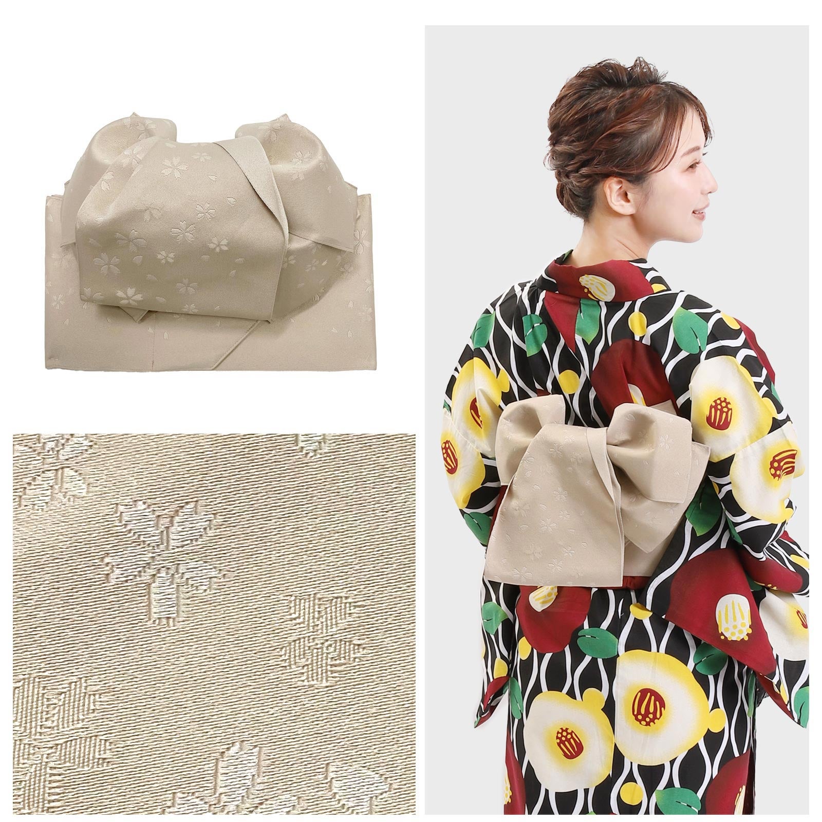 Pre-tied Obi Belt -Beige