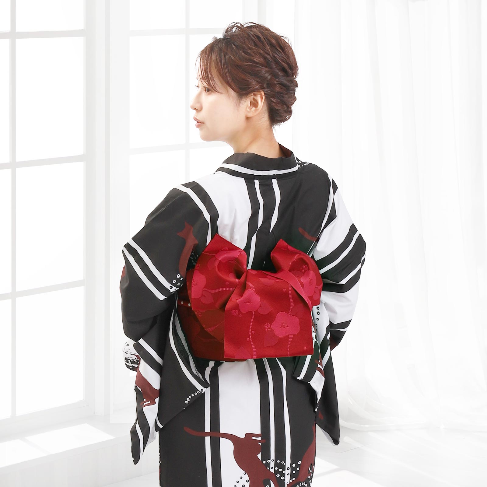 Pre-tied Obi Belt -Red