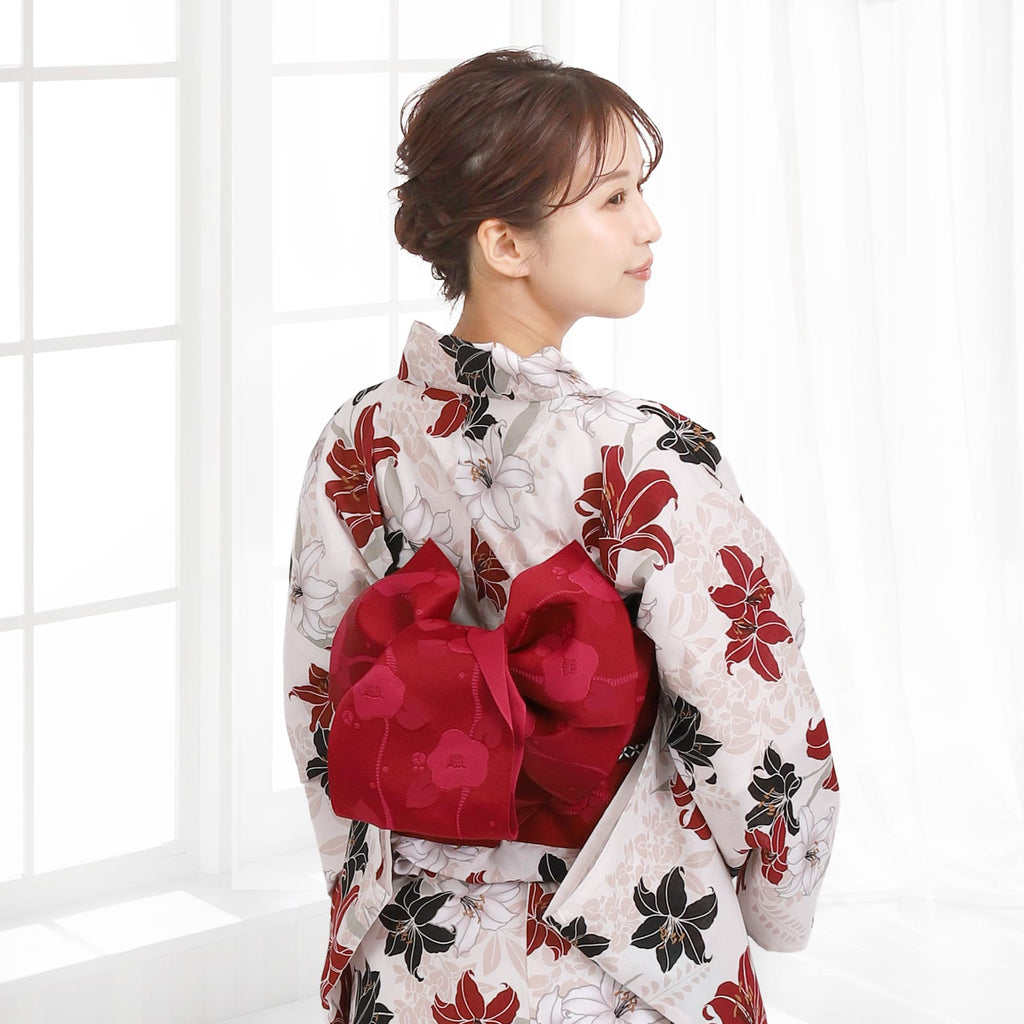 Pre-tied Obi Belt -Red