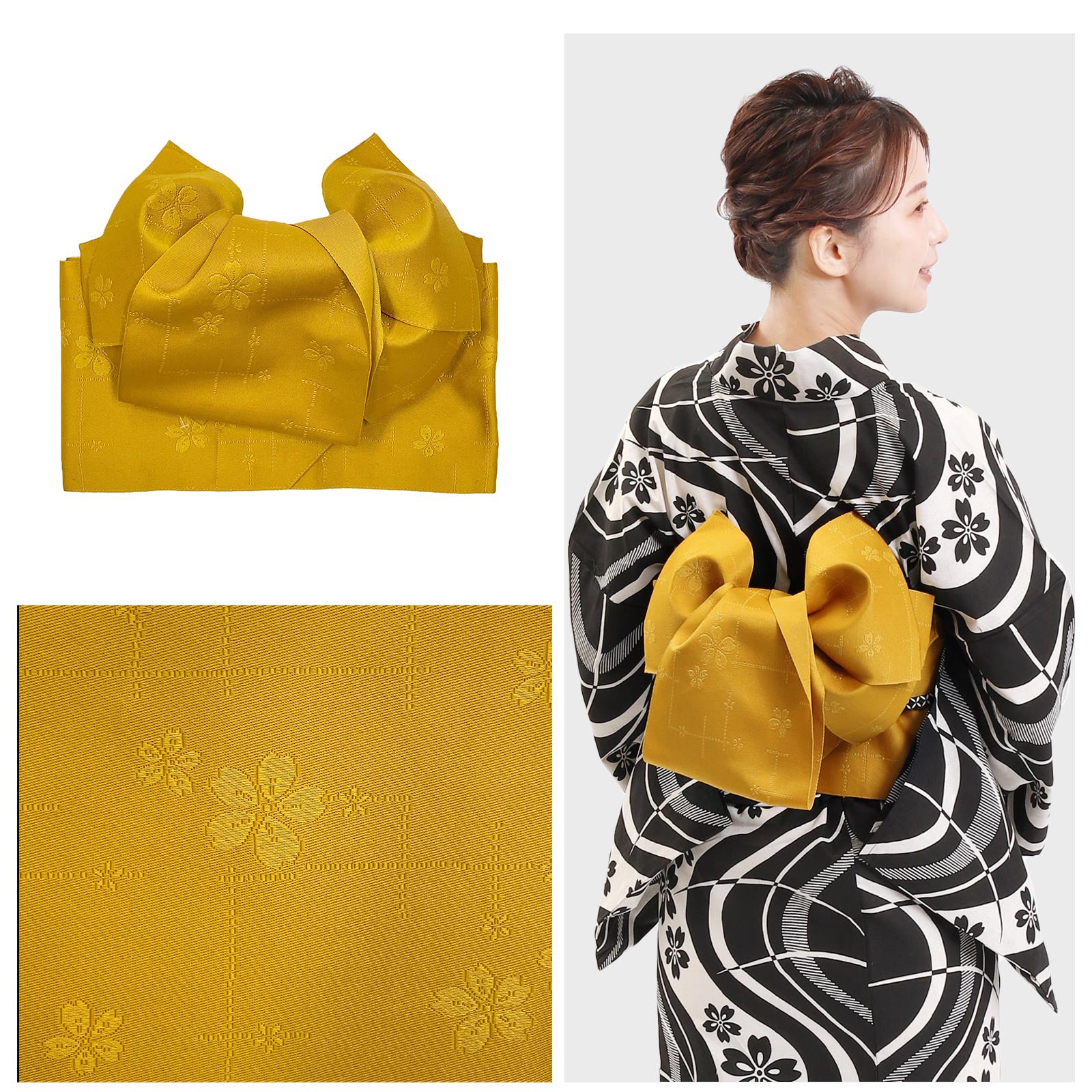 Pre-tied Obi Belt -Mustard