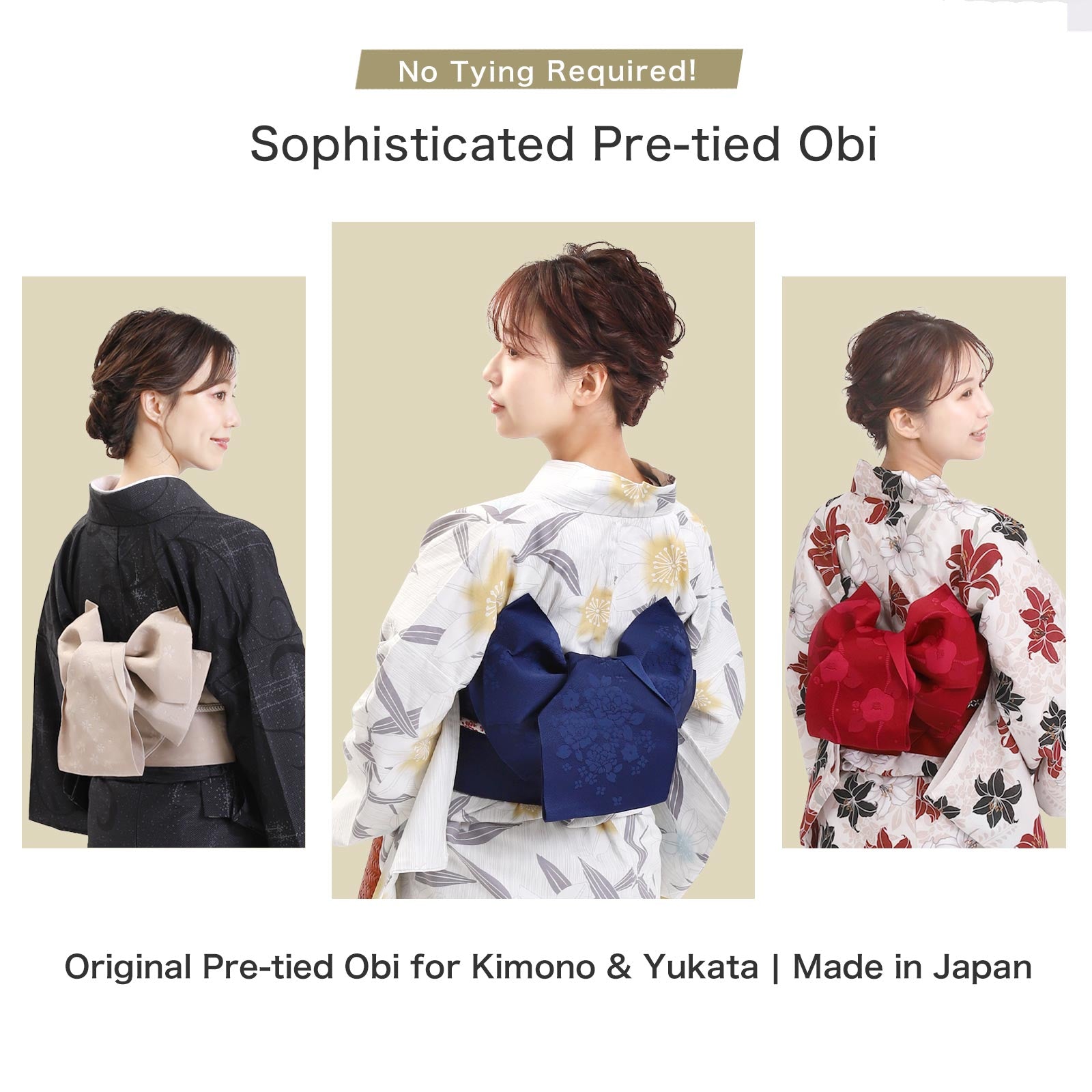 Pre-tied Obi Belt -Navy – 風香きもの