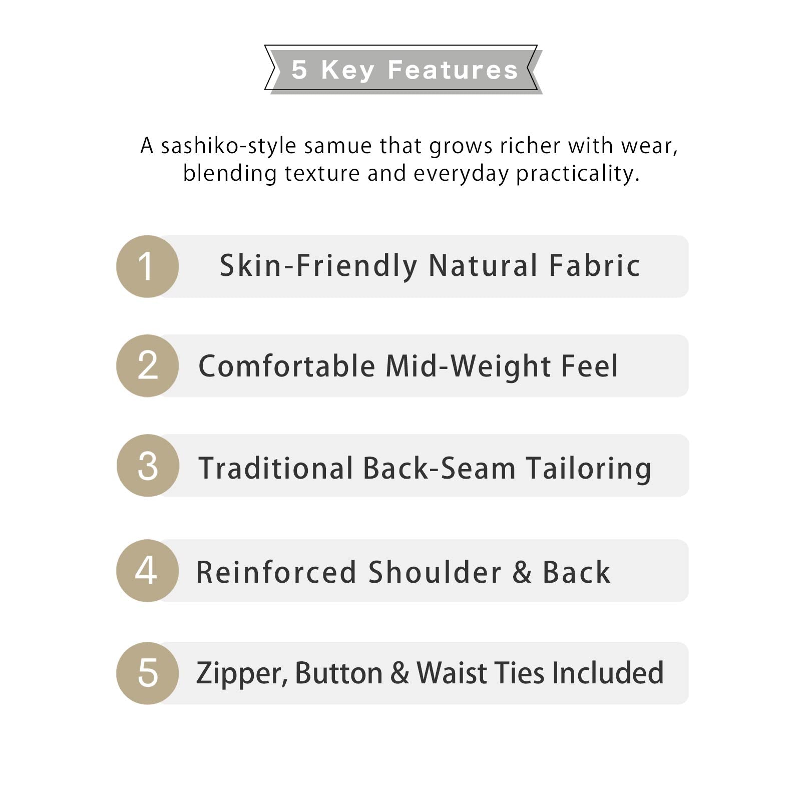 Men’s Sashiko Samue in Black and White