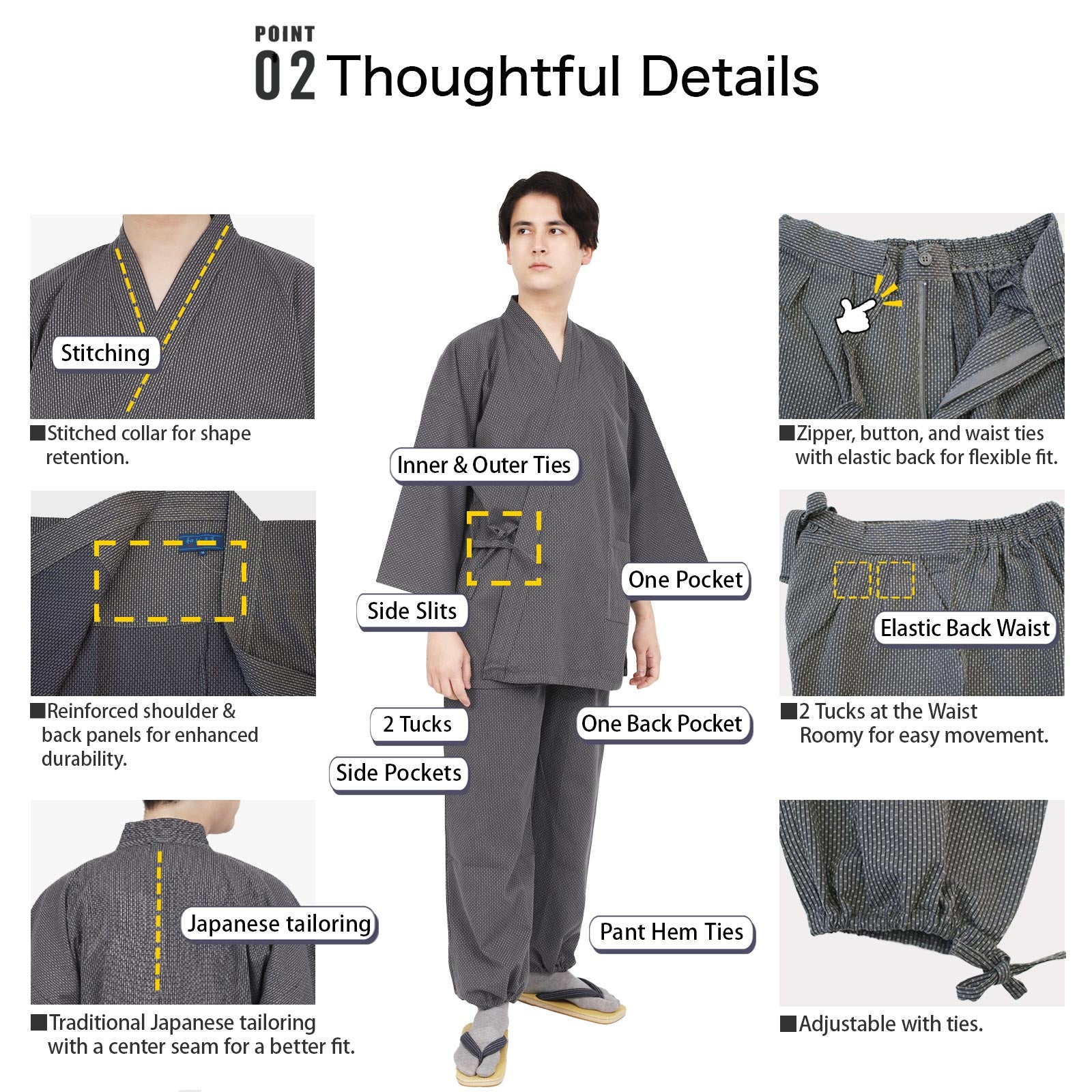 Men’s Sashiko Samue in Black and White