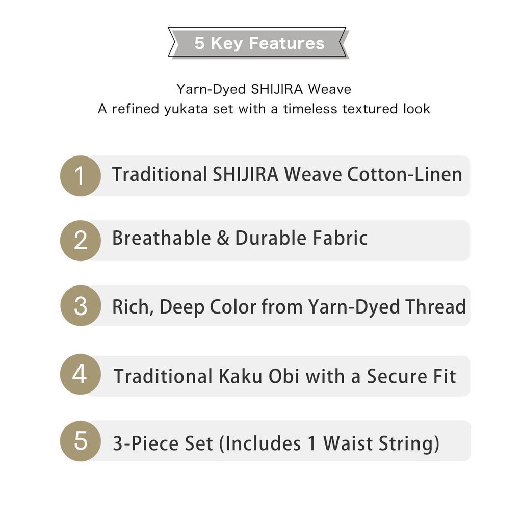 Men’s Woven Yukata Kaku Obi Set-w31