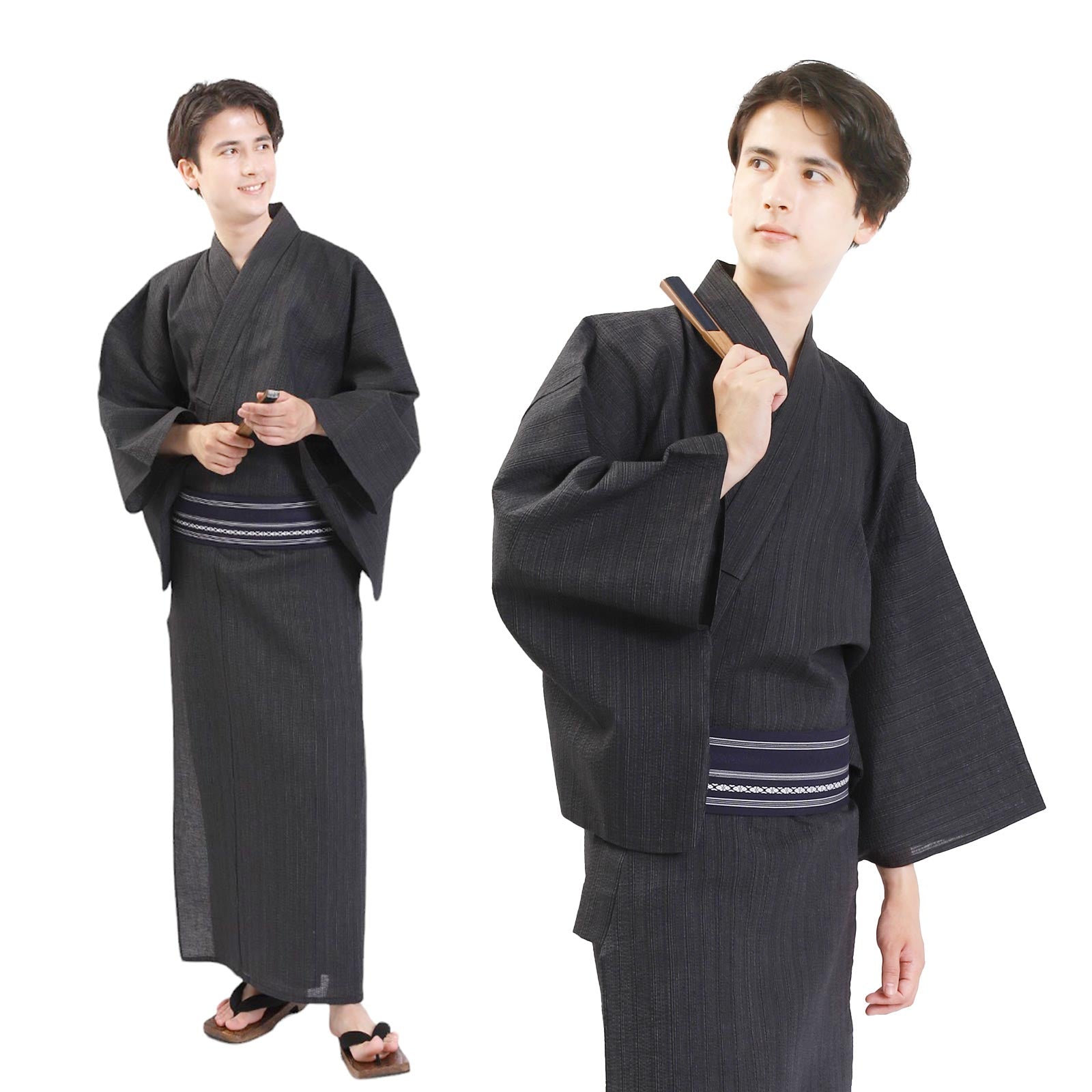 Men’s Woven Yukata Kaku Obi Set-wn17