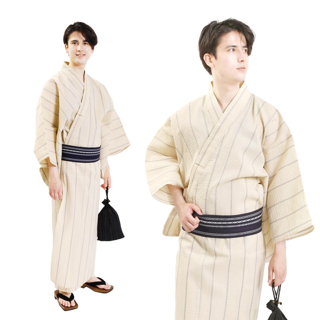 Men’s Woven Yukata Kaku Obi Set-w31