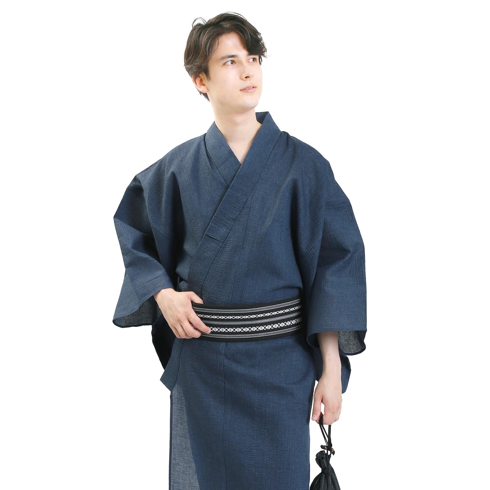 Men's Woven Yukata Kaku Obi Set-w06 – 風香きもの
