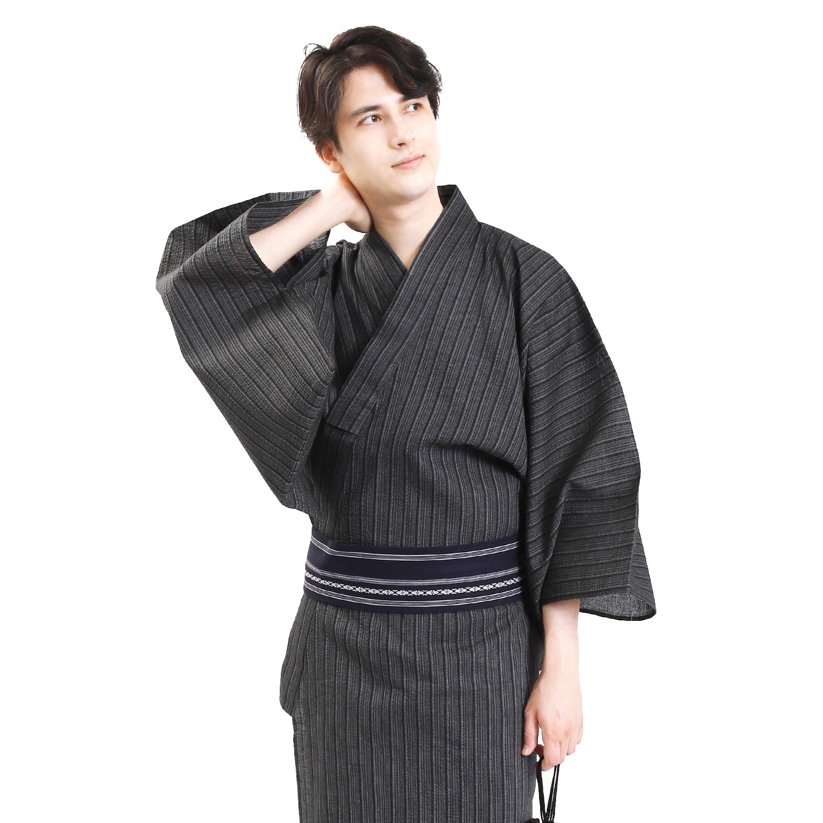 Men’s Woven Yukata Kaku Obi Set-w13