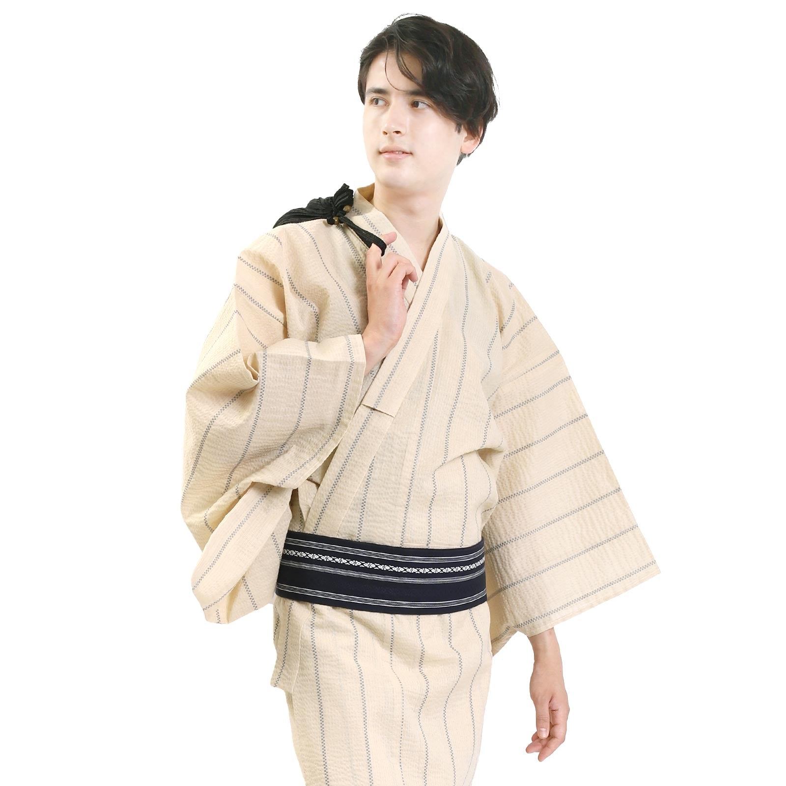Men's Woven Yukata Kaku Obi Set-w31 – 風香きもの