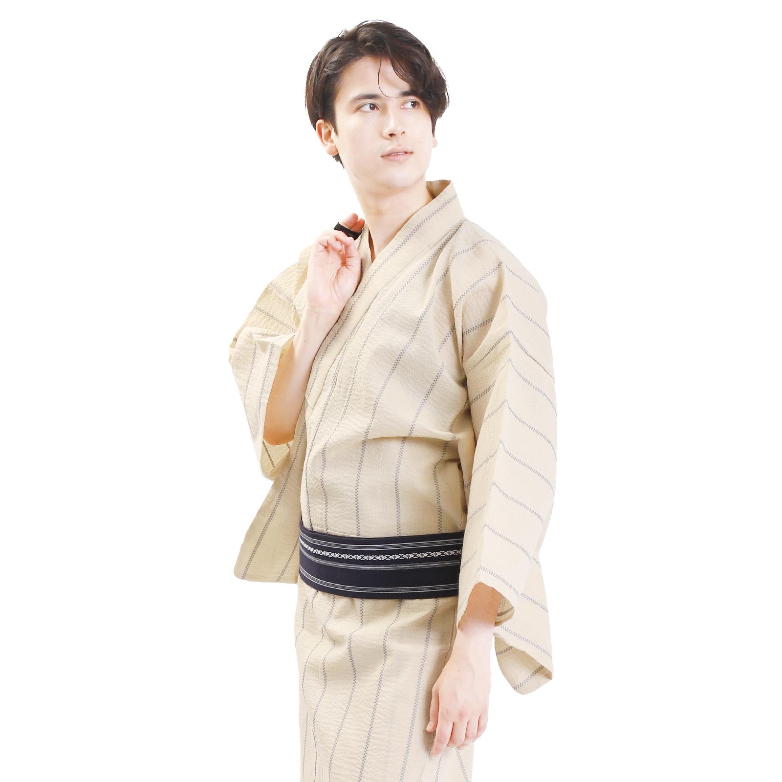 Men’s Woven Yukata Kaku Obi Set-w31