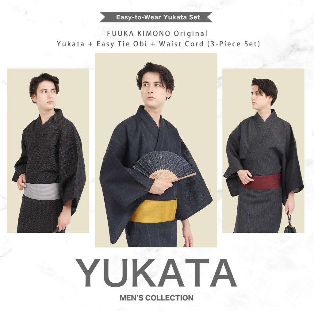 Men’s  Woven Yukata 3-Piece Set-wn13