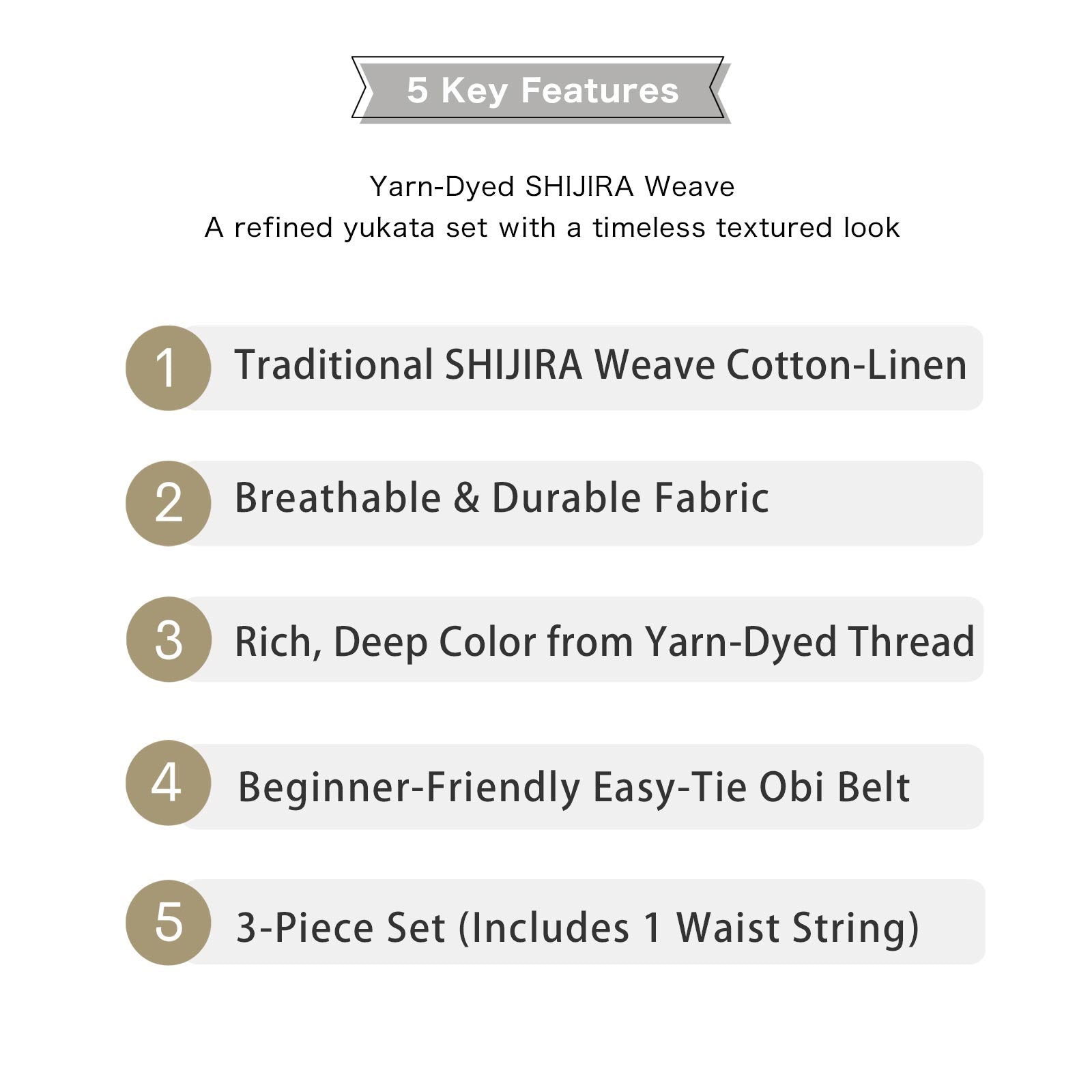 Men’s  Woven Yukata 3-Piece Set-wn01