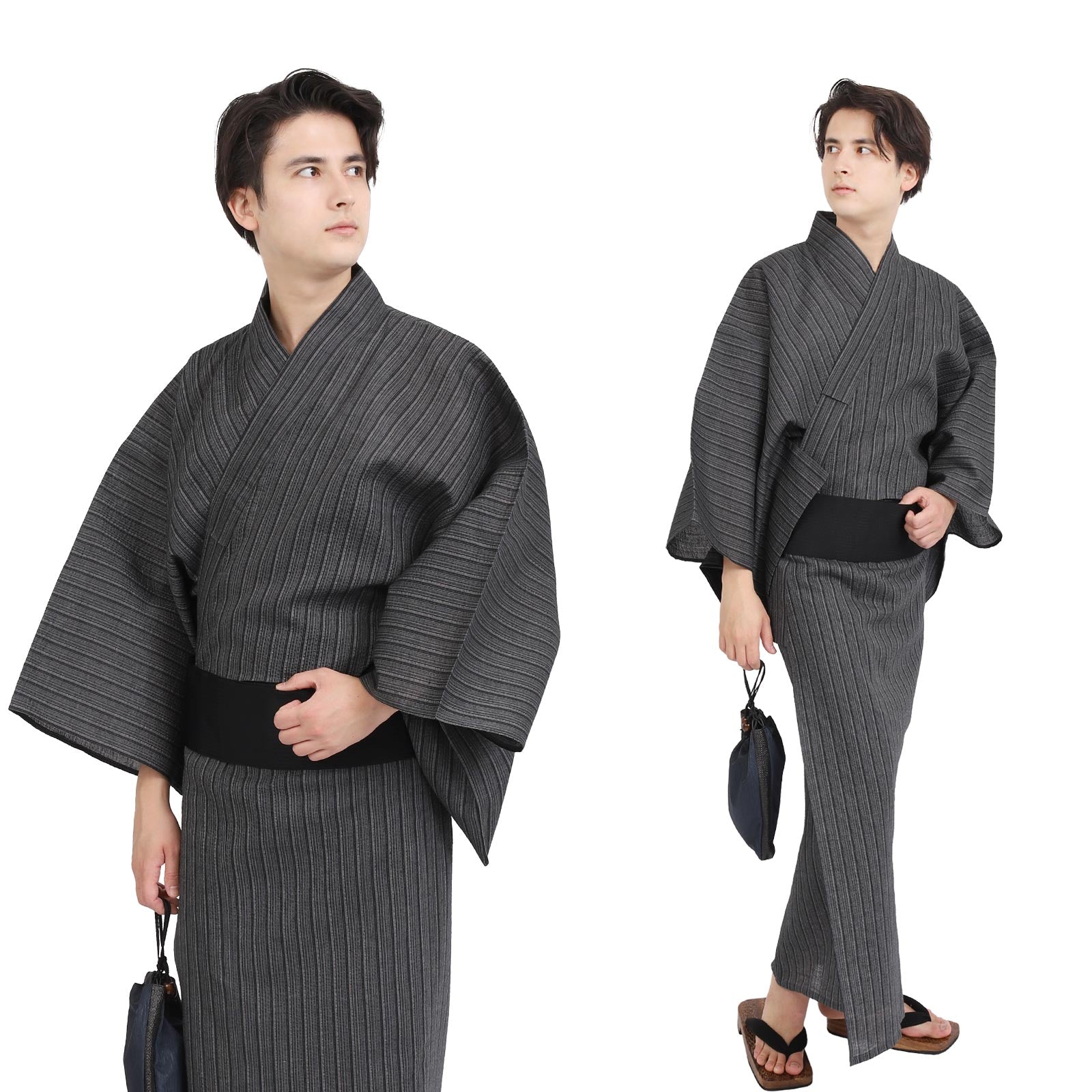 Men’s  Woven Yukata 3-Piece Set-wn13