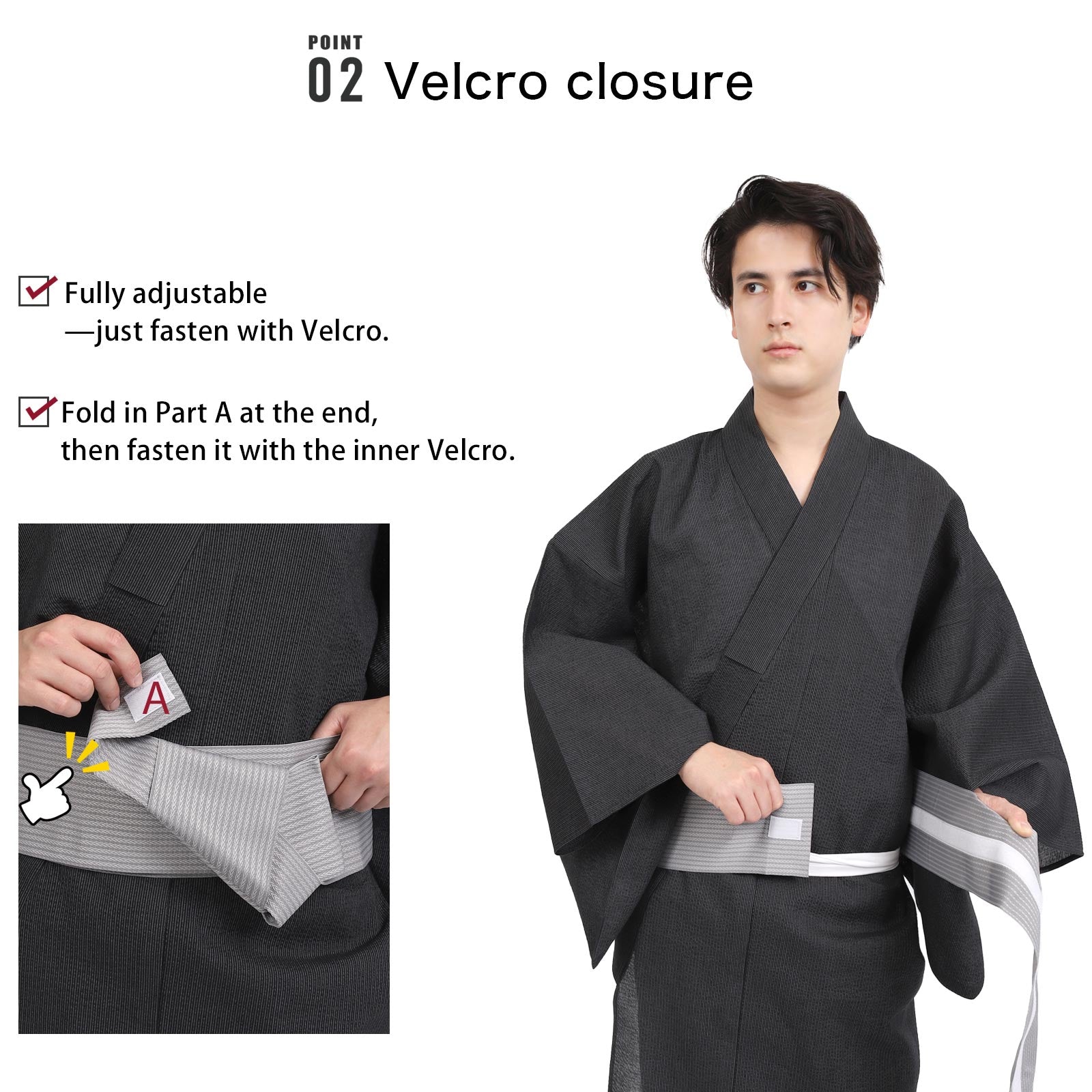 Men’s  Woven Yukata 3-Piece Set-wn13