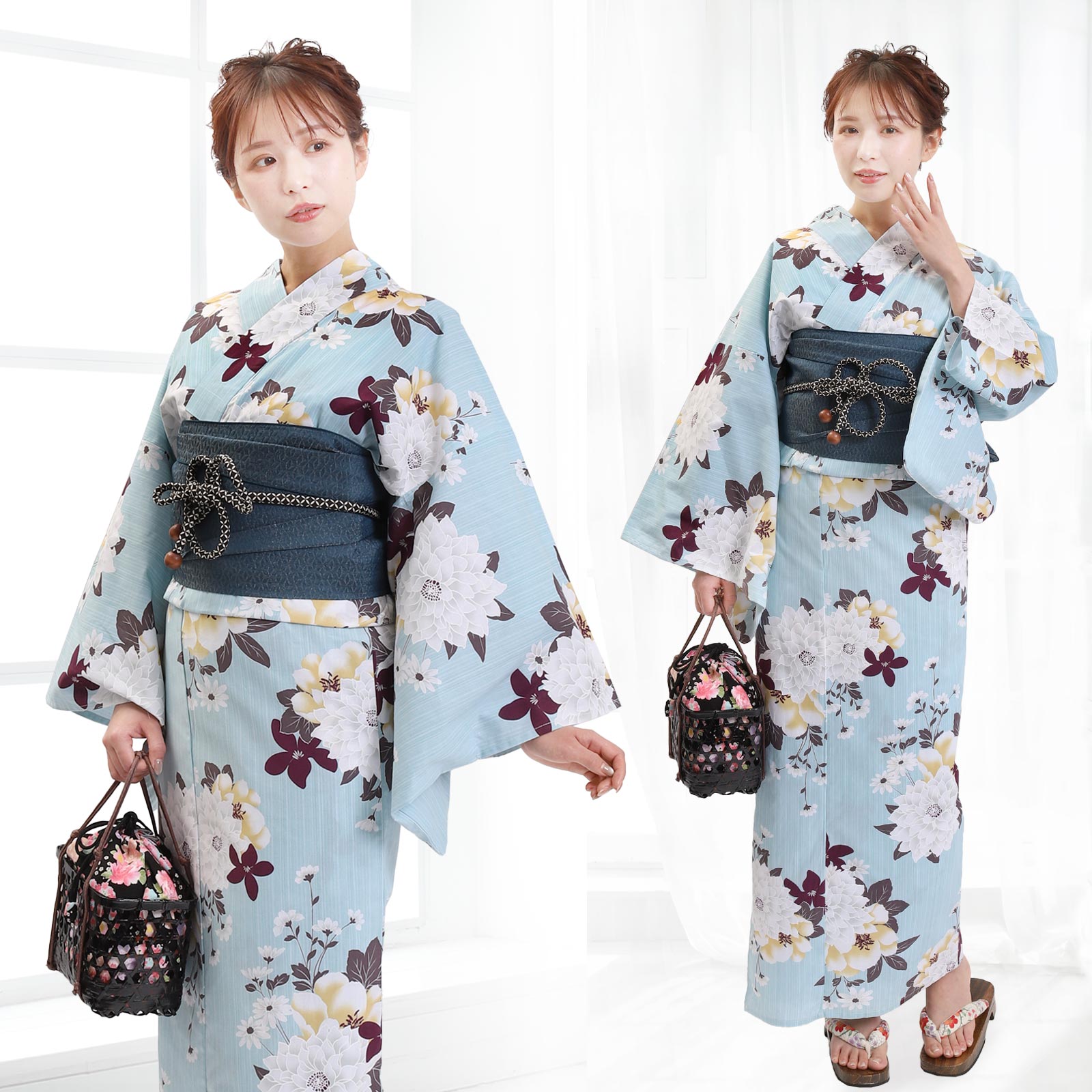 Yukata and Obi Set Dahlia Flower