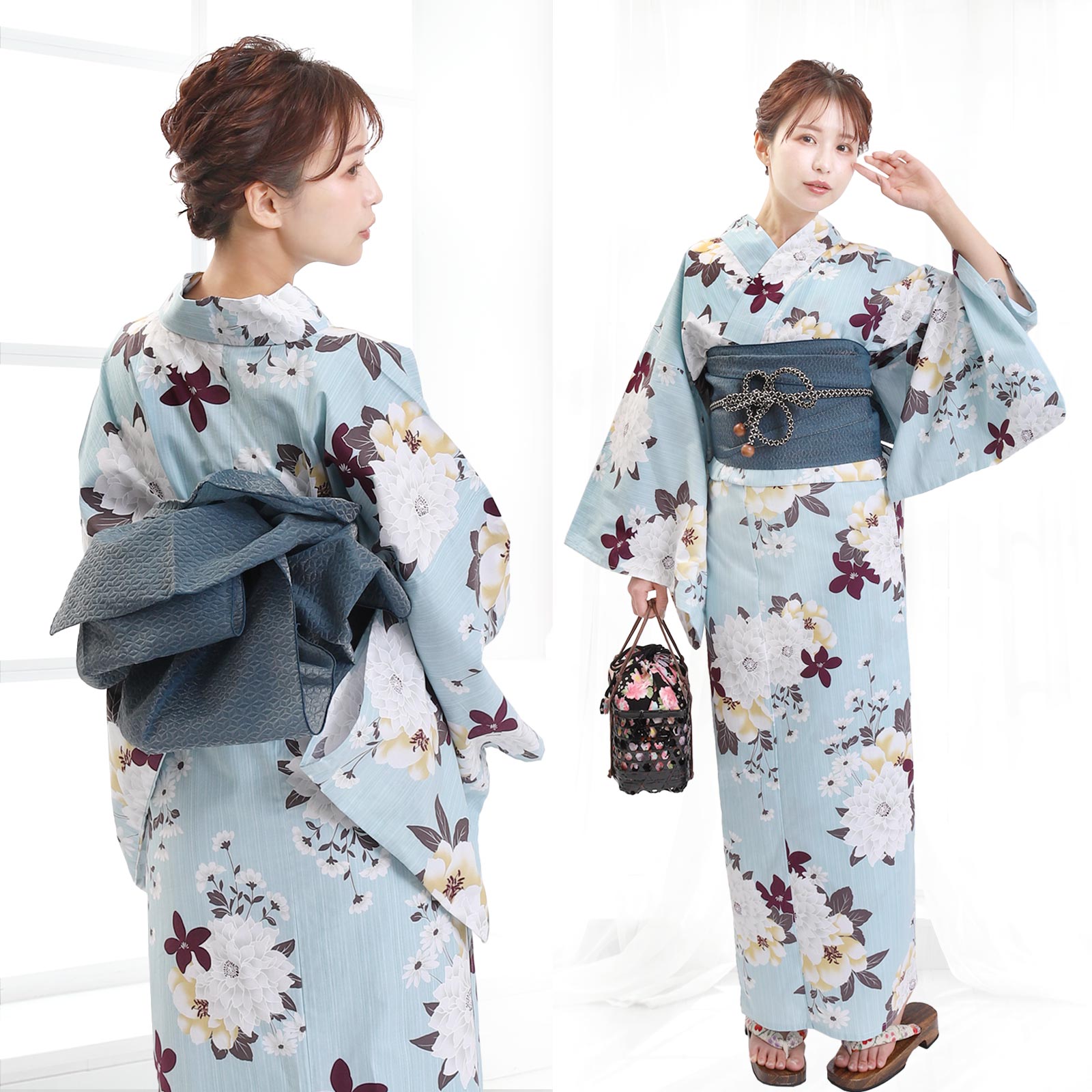 Yukata and Obi Set Dahlia Flower