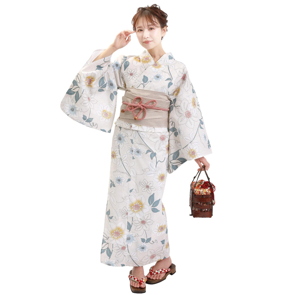 Yukata and Obi Set  Clematis Flower