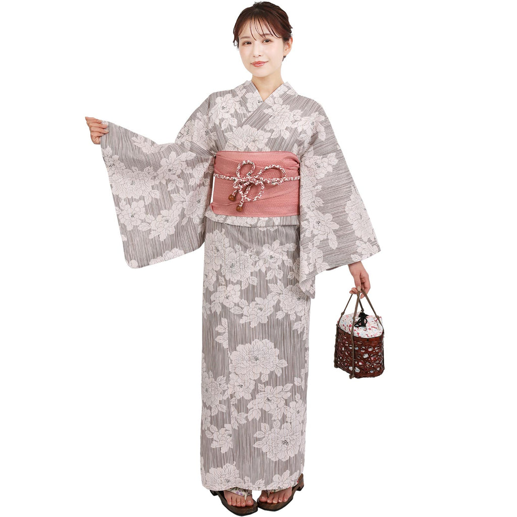 Yukata and Obi Set Peony Flower
