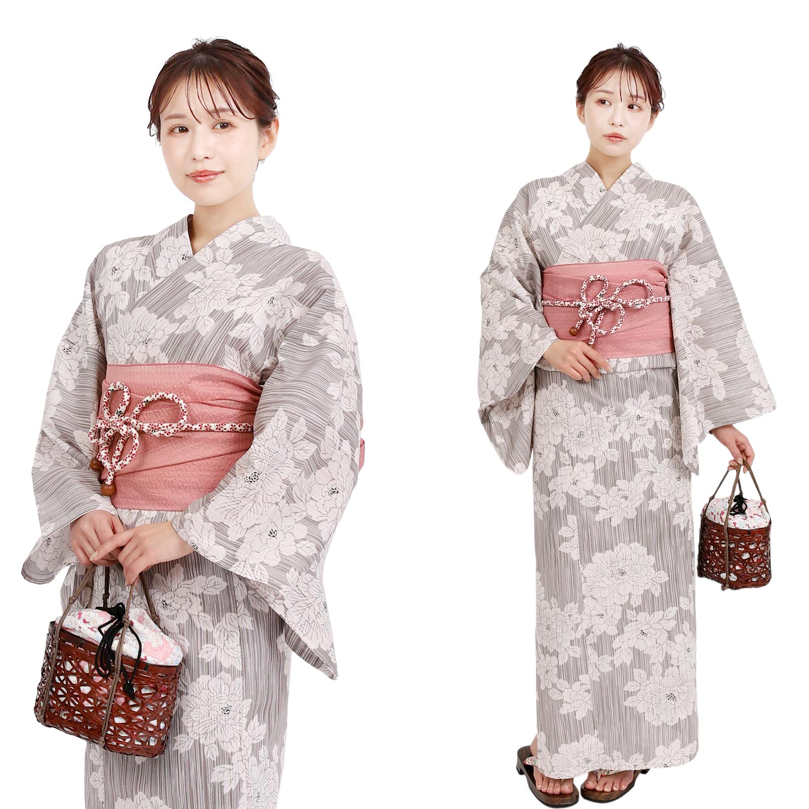 Yukata and Obi Set Peony Flower