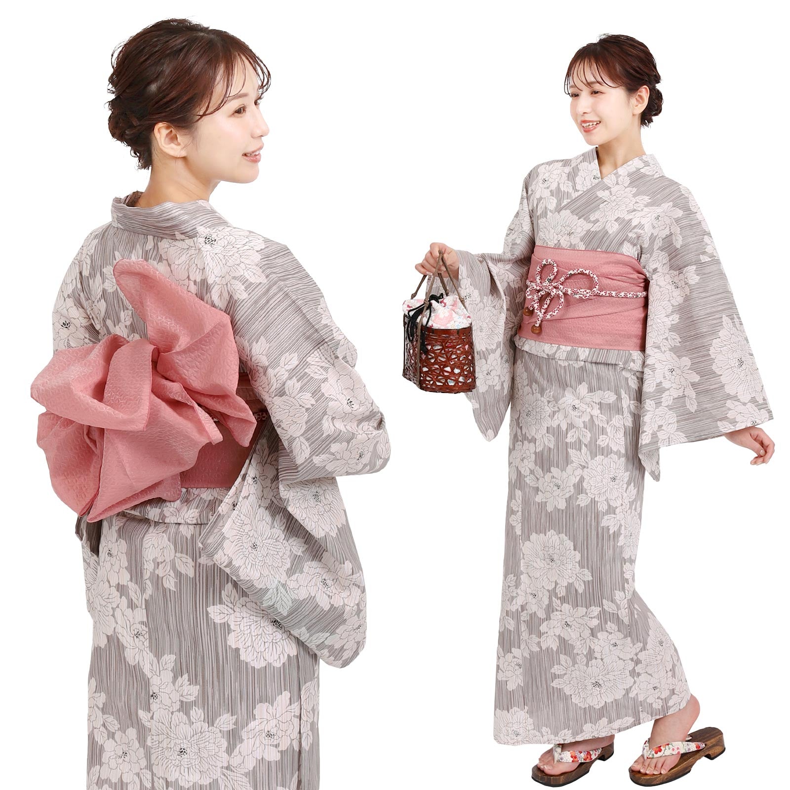 Yukata and Obi Set Peony Flower