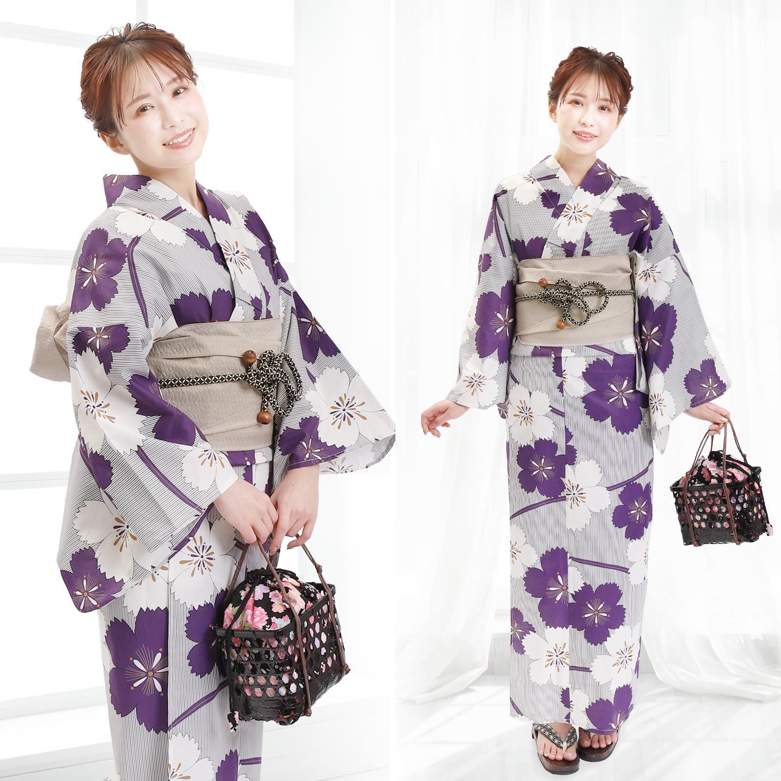 Yukata and Obi Set Dianthus Nadeshiko