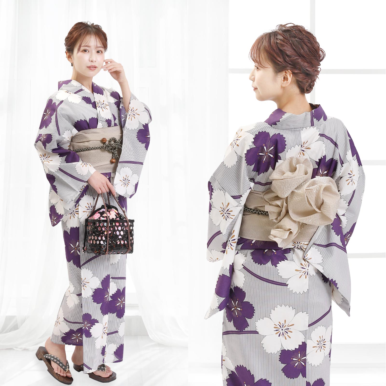 Yukata and Obi Set Dianthus Nadeshiko