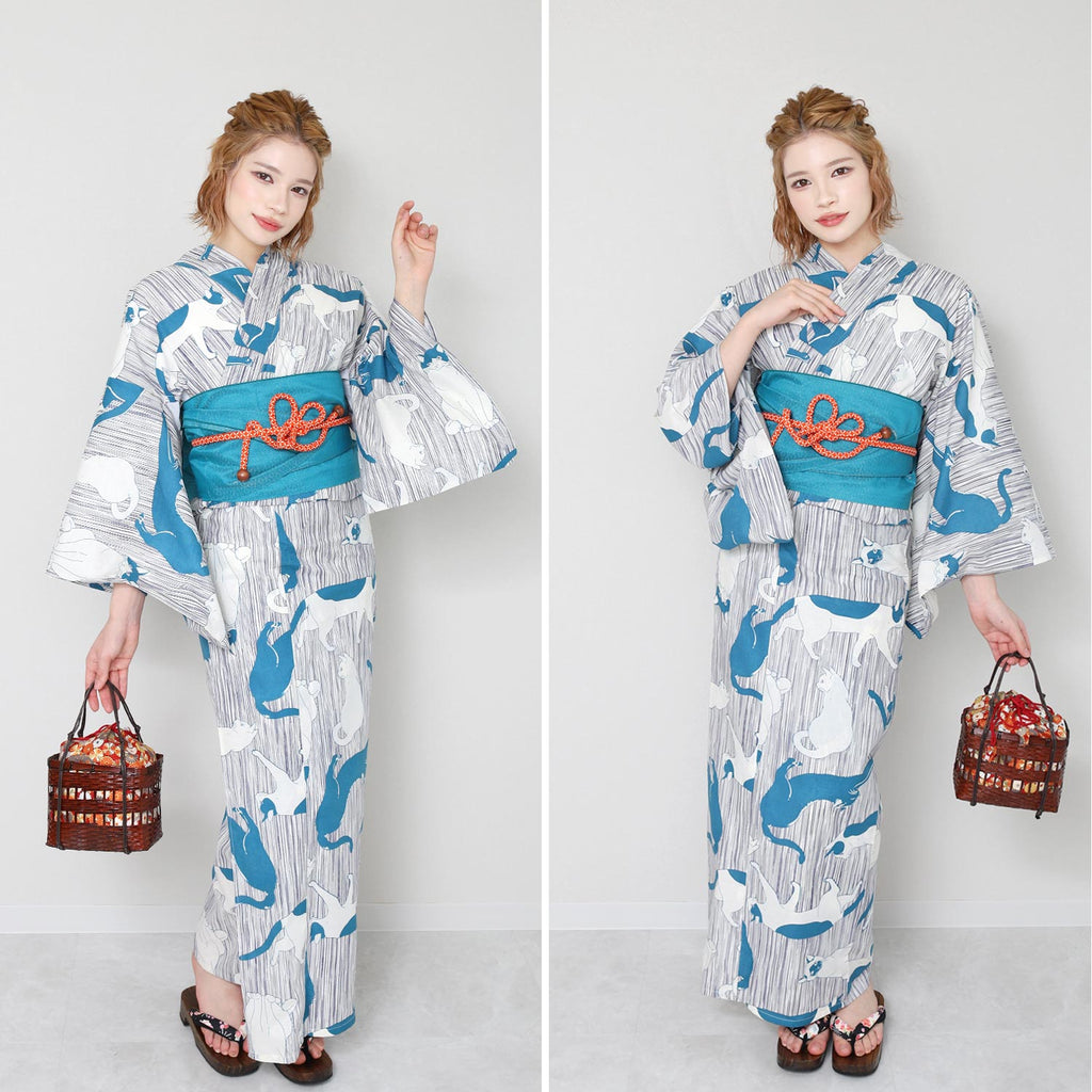 Yukata and Obi Set Cat