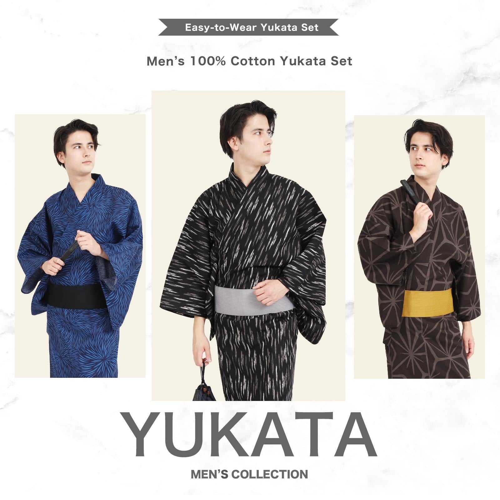 Yukata Pre-Tied Obi Set -Asanoha