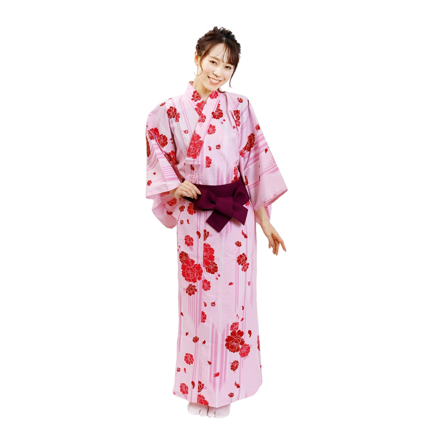 Women Indoor Yukata Yabane-rose pink