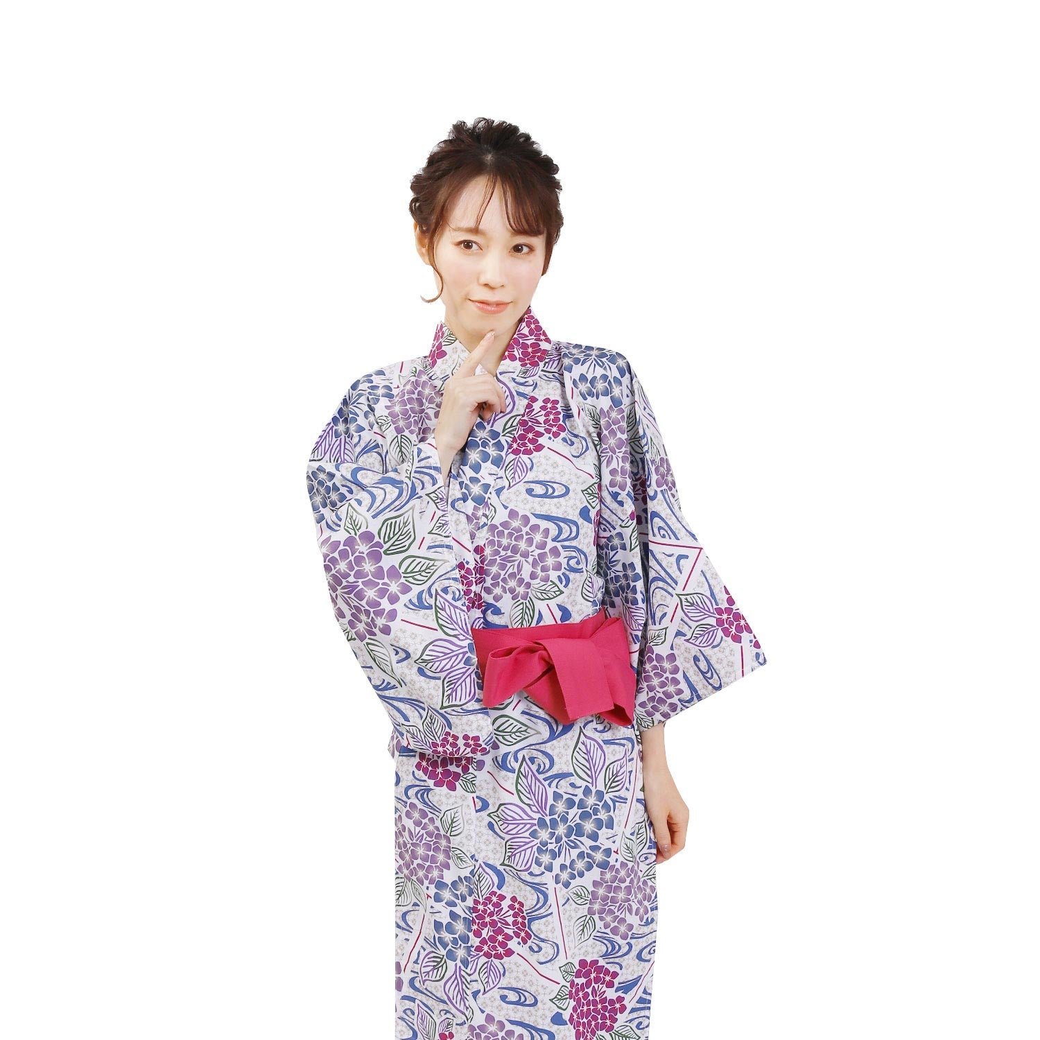 Women Indoor Yukata Ajisai white
