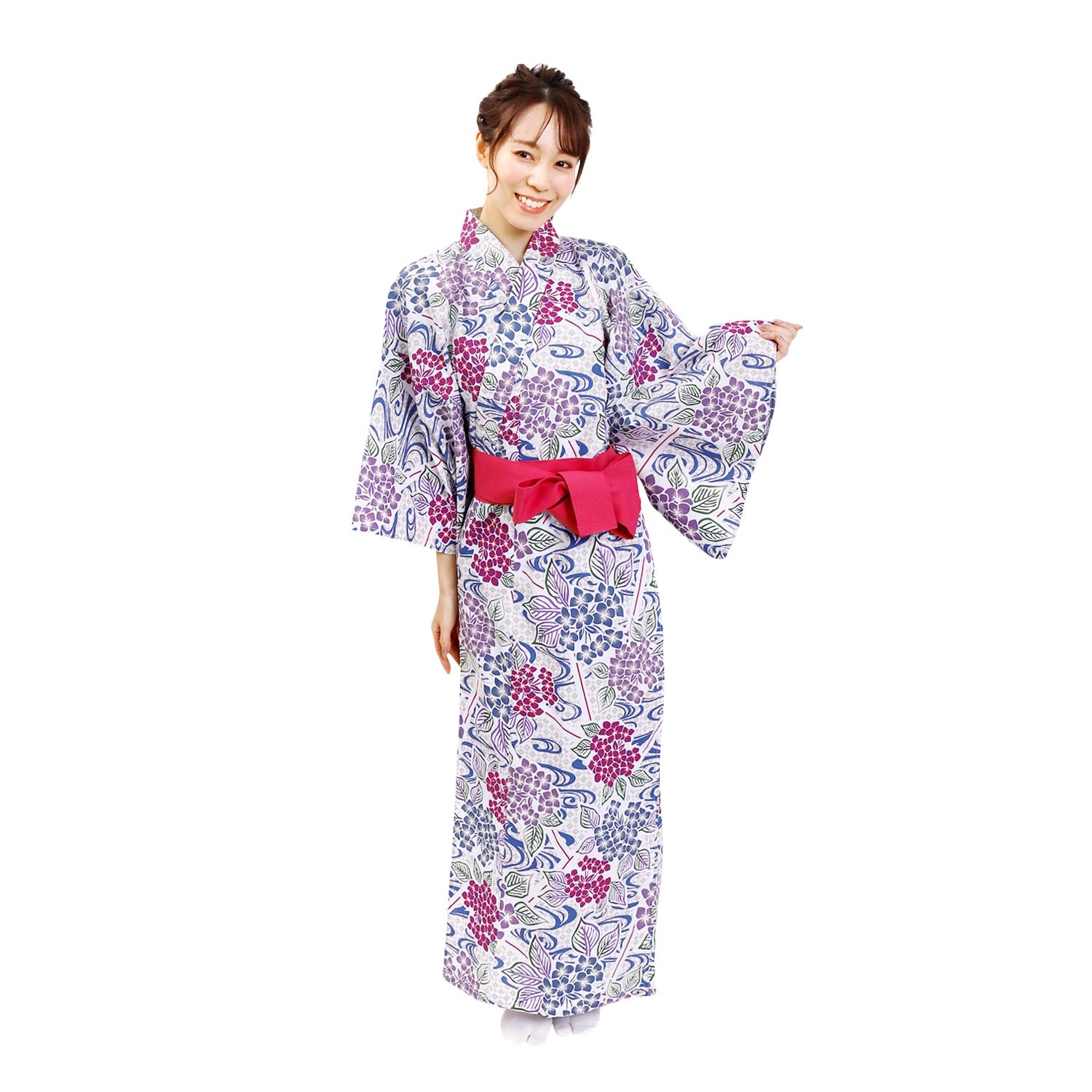 Women Indoor Yukata Ajisai white