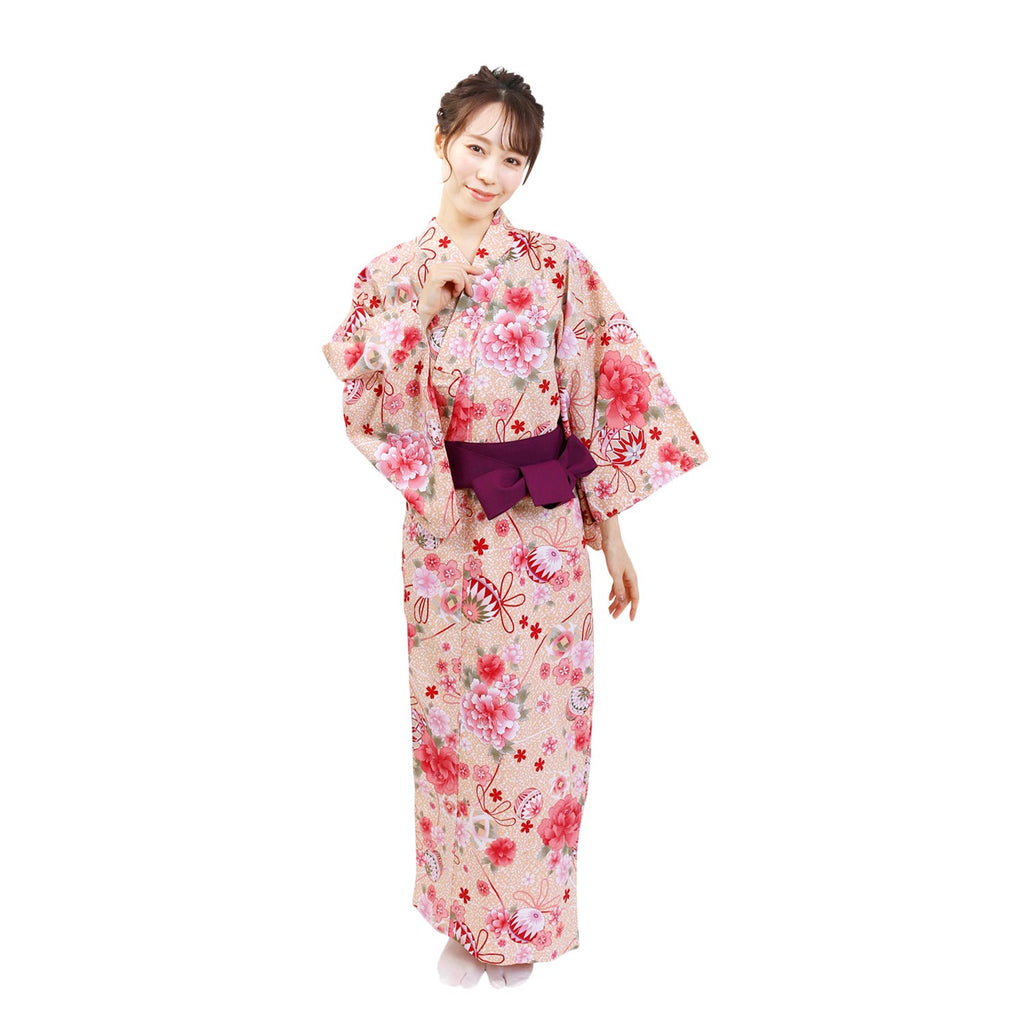 Women Indoor Yukata Hanatemari pink
