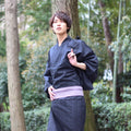 Men's Yukata Woven with dyed yarn and Obi belt set [wn-10]